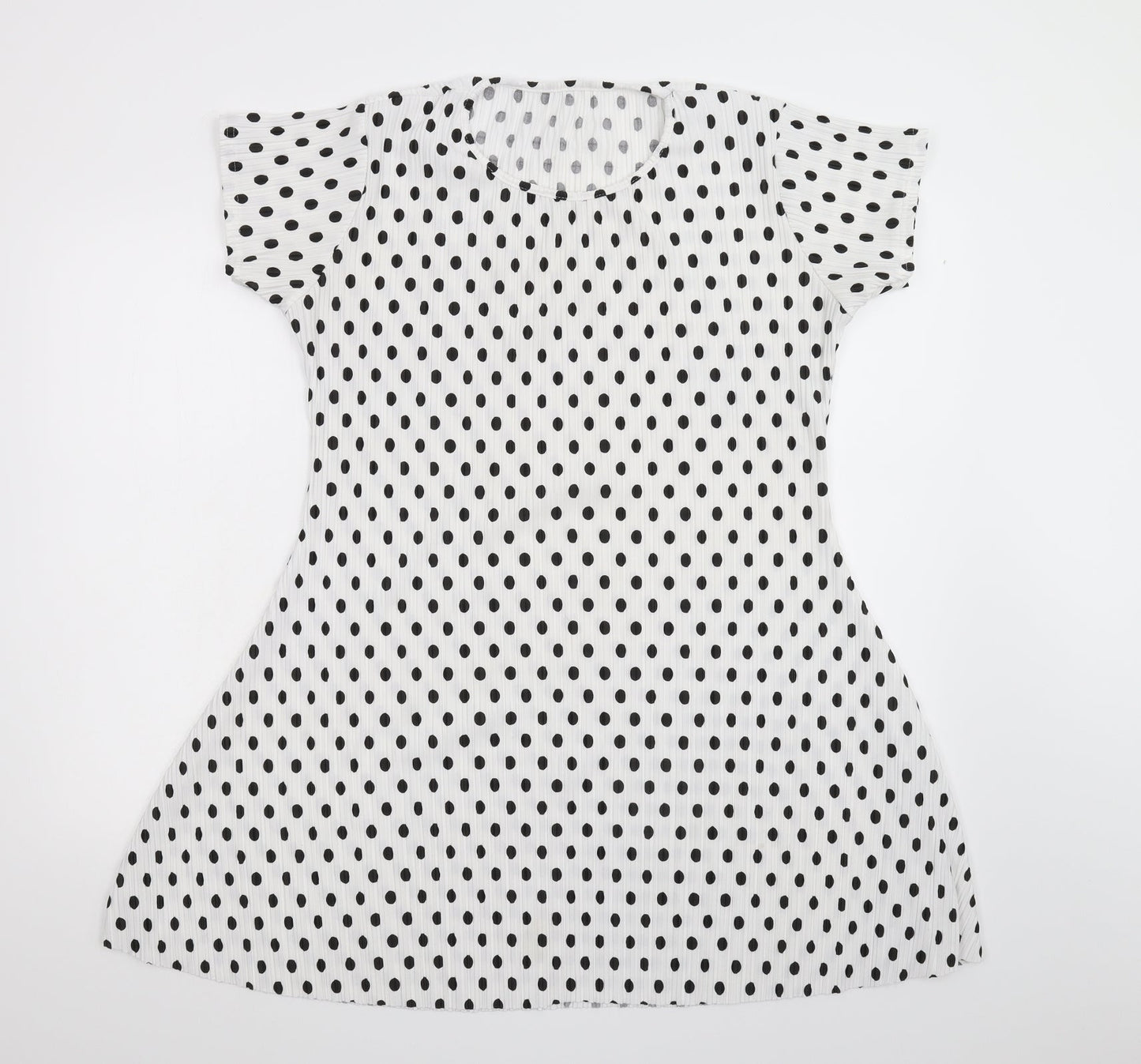 Preworn Womens White Polka Dot  Fit & Flare  Size L