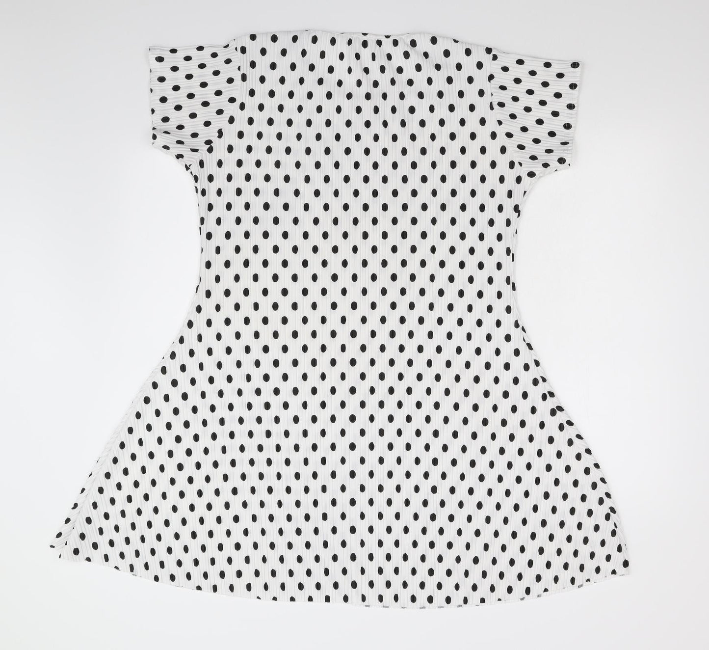 Preworn Womens White Polka Dot  Fit & Flare  Size L
