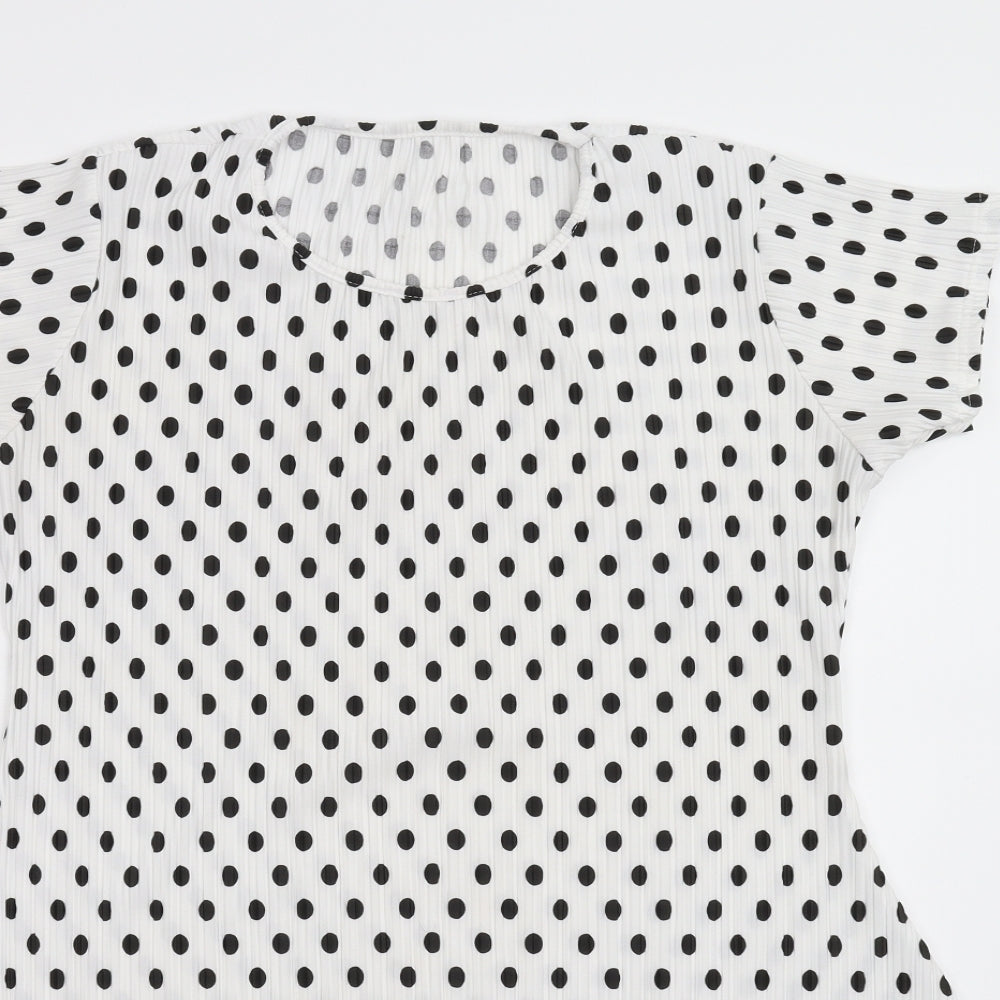 Preworn Womens White Polka Dot  Fit & Flare  Size L