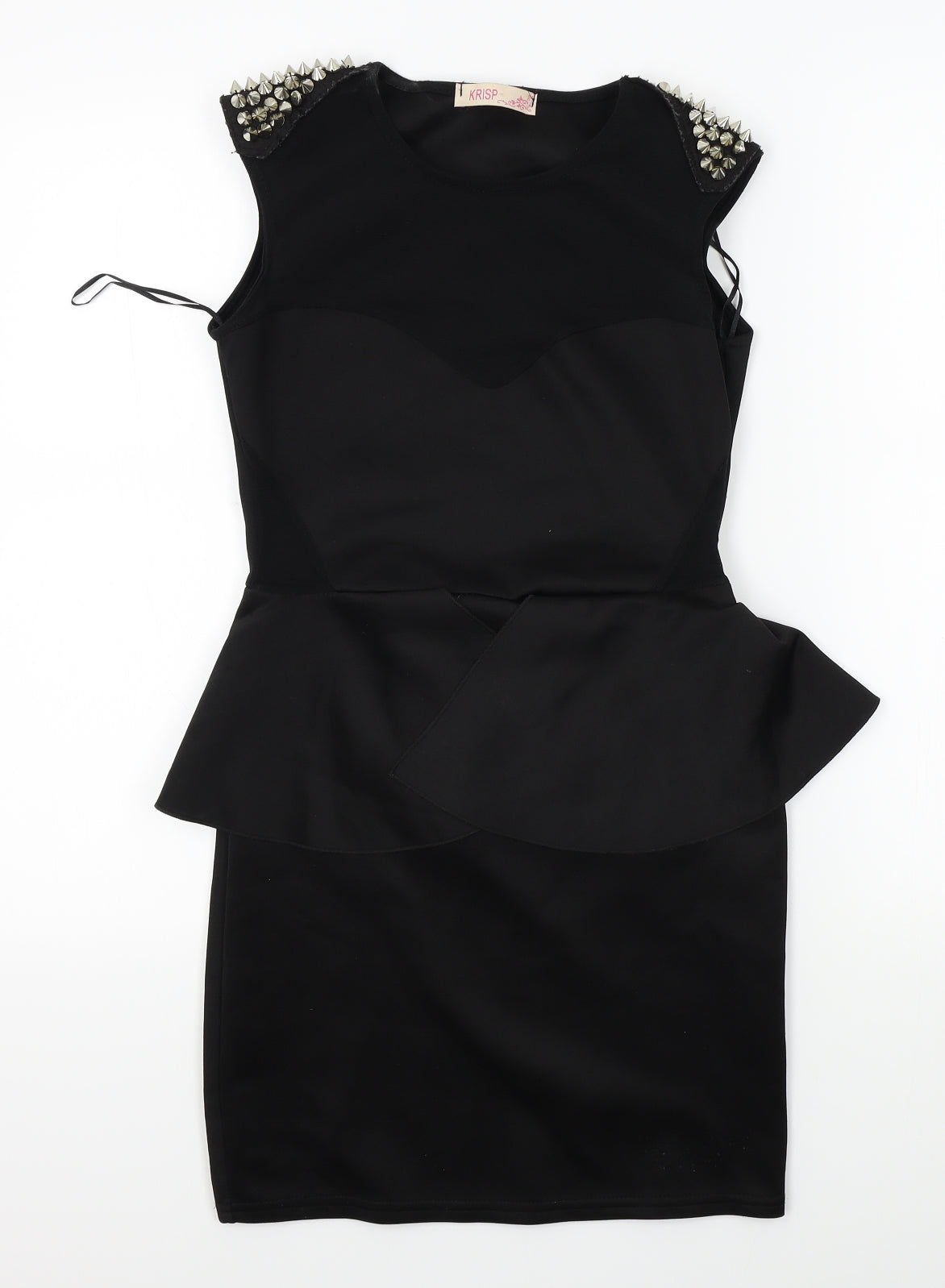 Krisp Womens Black   Pencil Dress  Size 10  - studded shoulders