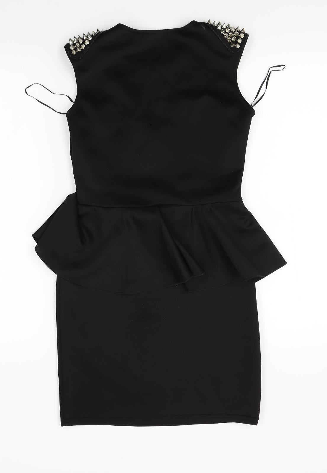 Krisp Womens Black   Pencil Dress  Size 10  - studded shoulders