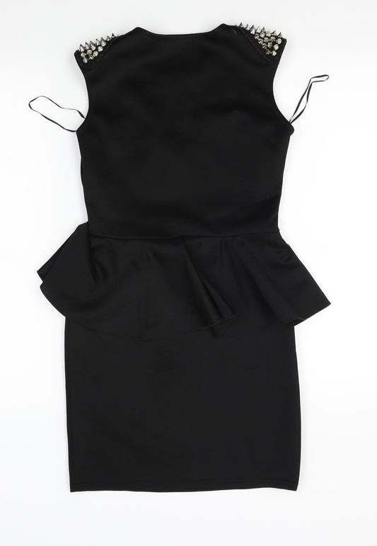 Krisp Womens Black   Pencil Dress  Size 10  - studded shoulders