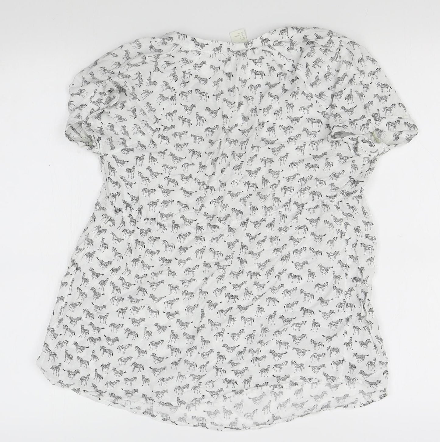 H&M Womens White Animal Print  Basic Blouse Size S