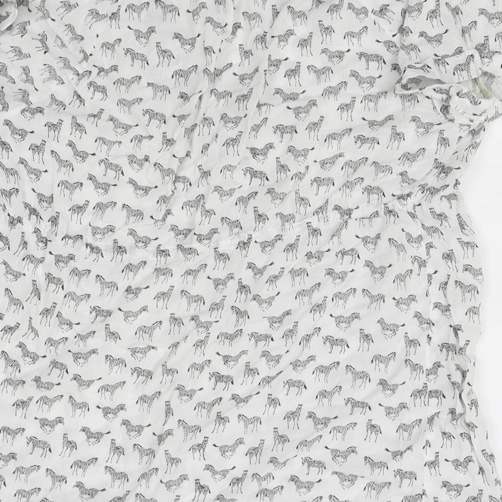 H&M Womens White Animal Print  Basic Blouse Size S