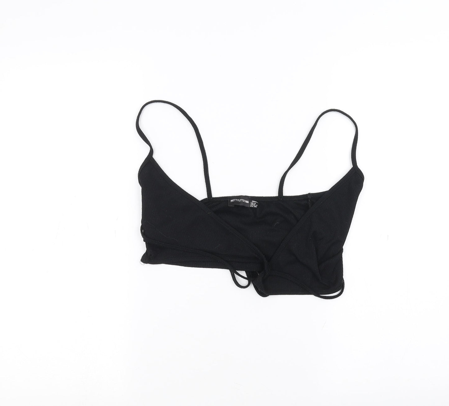 PRETTYLITTLETHING Womens Black   Cropped T-Shirt Size 8