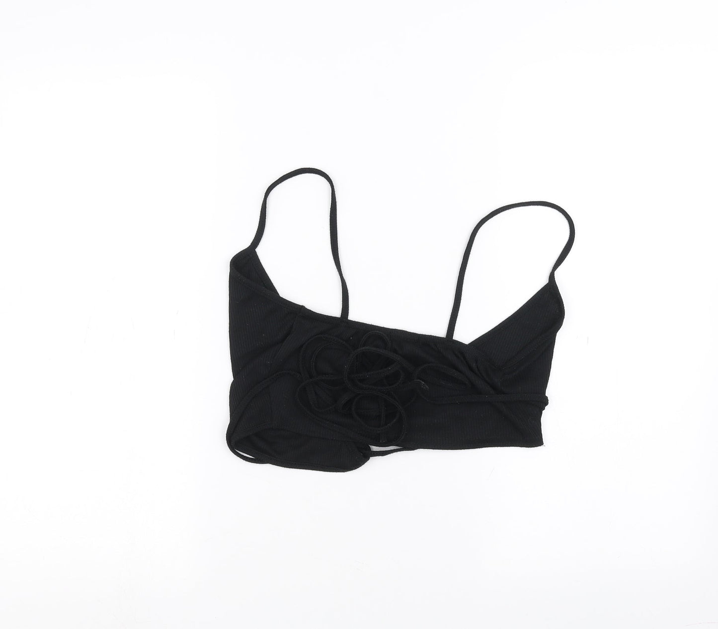 PRETTYLITTLETHING Womens Black   Cropped T-Shirt Size 8