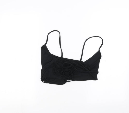 PRETTYLITTLETHING Womens Black   Cropped T-Shirt Size 8