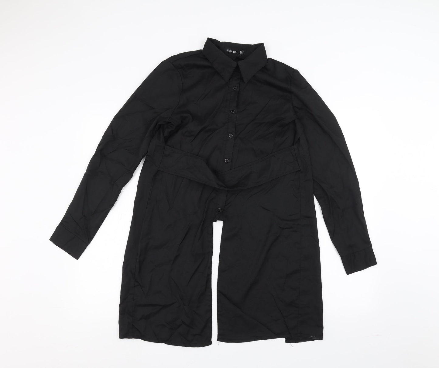 Boohoo Womens Black   Basic Button-Up Size 8