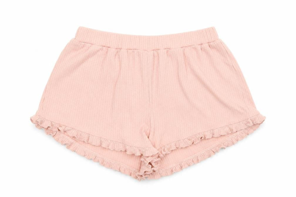 Front view of ASOS women’s pink hot pants shorts, size UK 6
