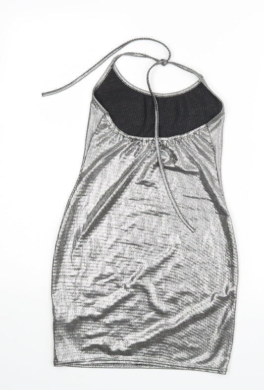PRETTYLITTLETHING Womens Silver   Pencil Dress  Size 8