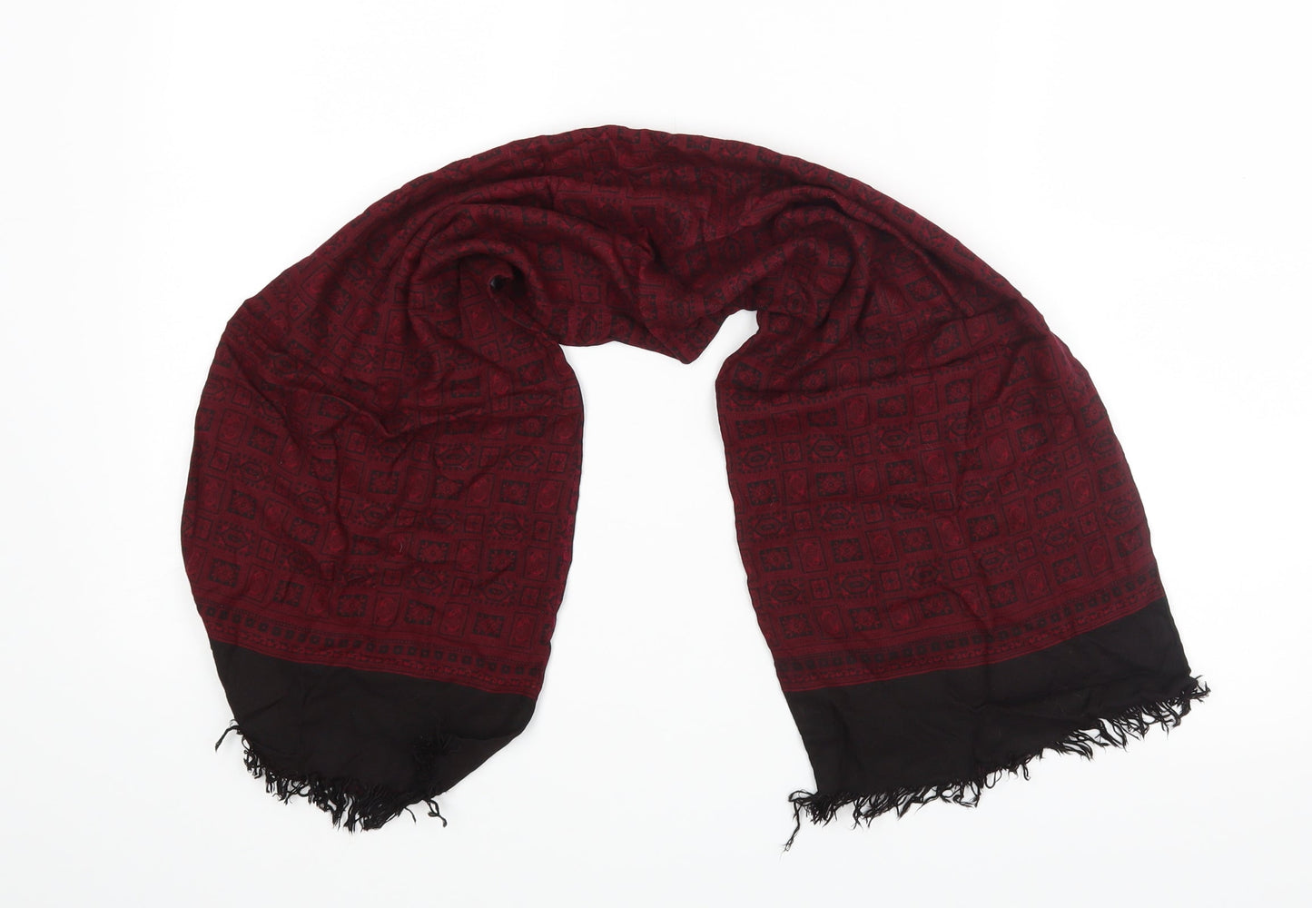 Preworn Unisex Red Geometric   Scarf