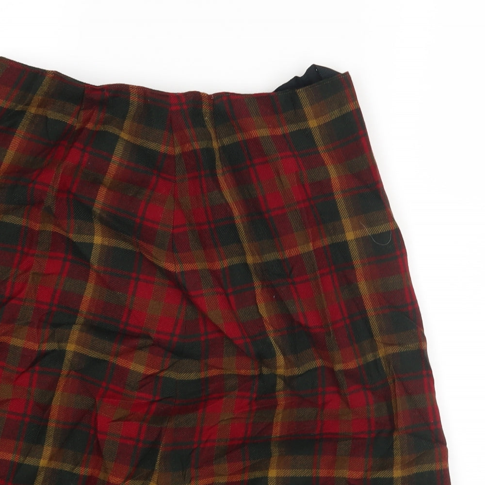 Preworn Womens Red Check  A-Line Skirt