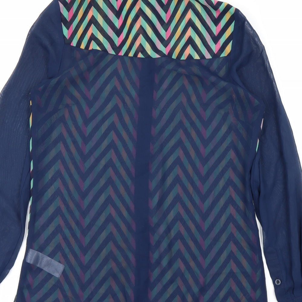 Love Label Womens Blue Striped  Basic Blouse Size 8