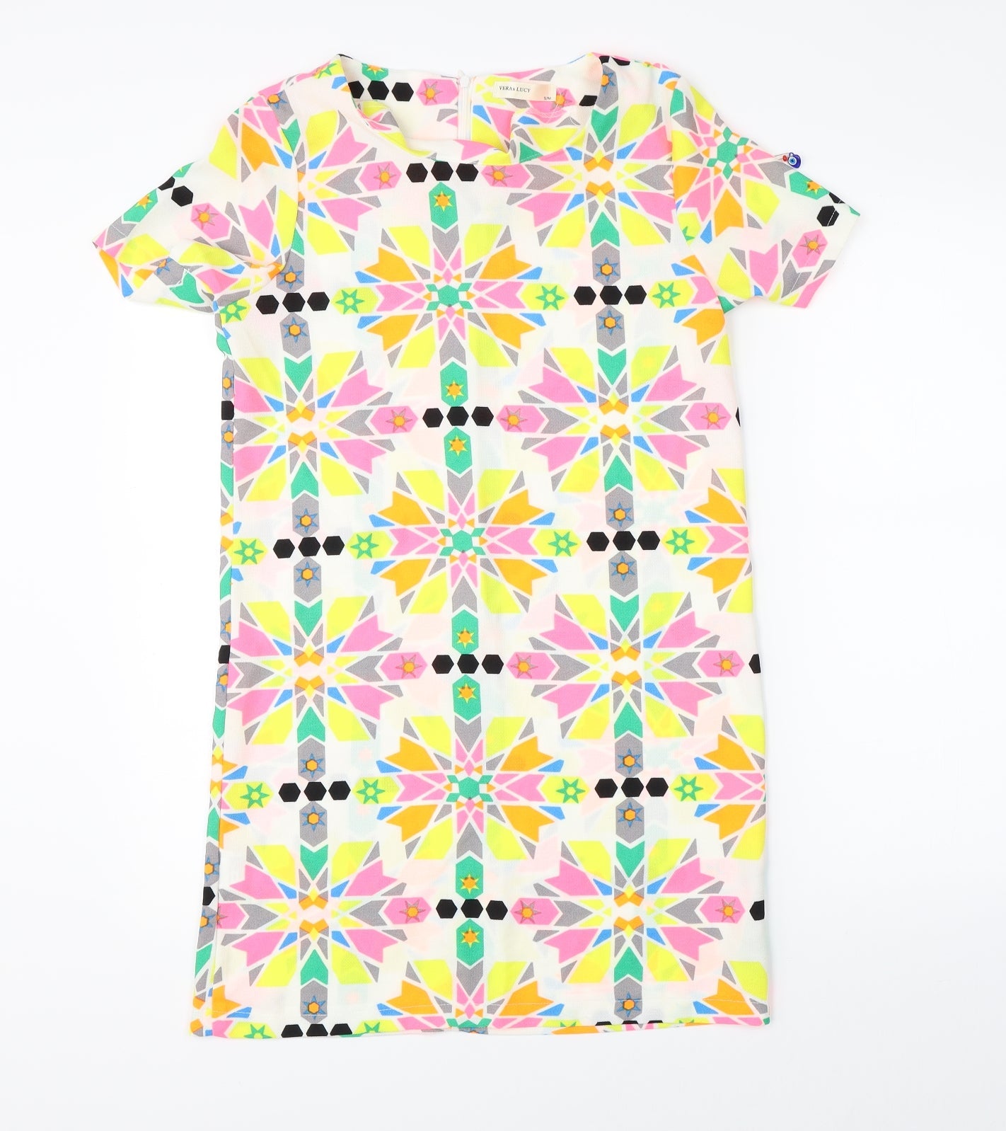 Vera & Lucy Womens Multicoloured Geometric  Pencil Dress  Size M