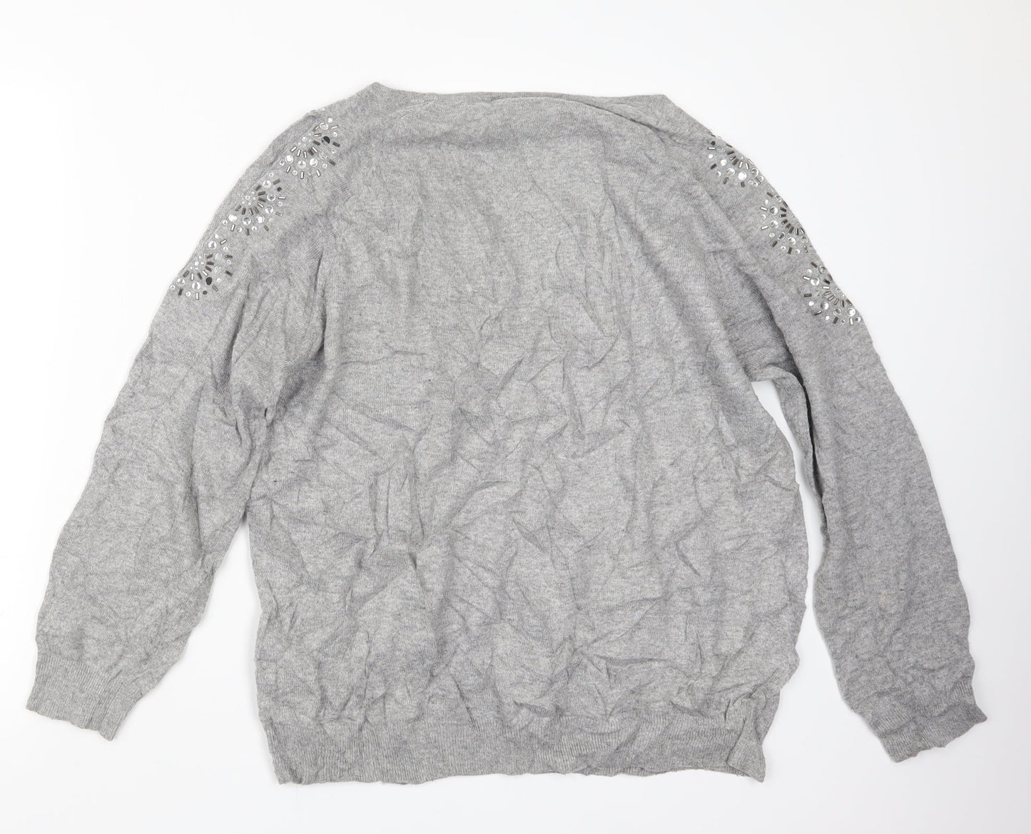 Wallis Womens Grey  Knit Pullover Jumper Size L