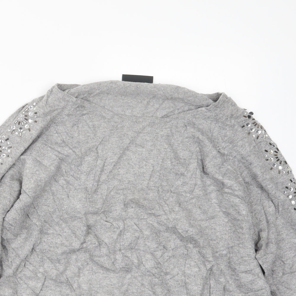 Wallis Womens Grey  Knit Pullover Jumper Size L