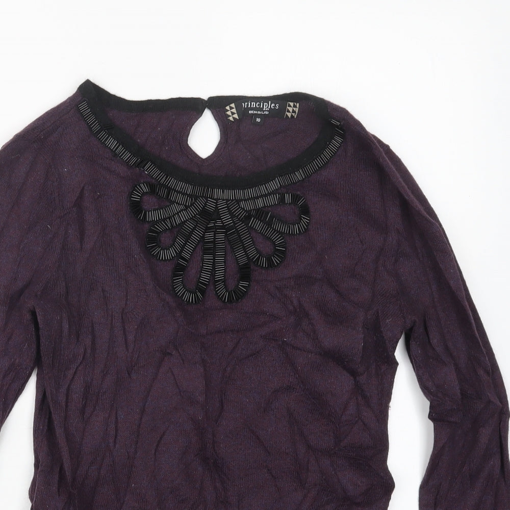 Principles Womens Purple  Knit Pullover Jumper Size 10