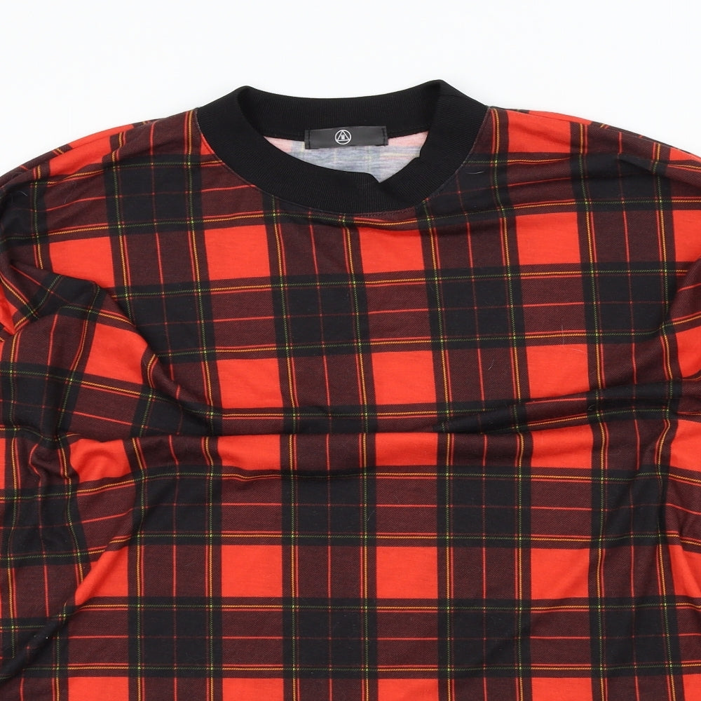 Missguided Womens Red Check  Pullover Jumper Size 10