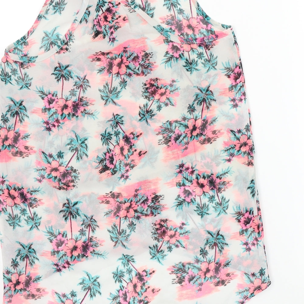 YD Girls White Floral  Basic Blouse Size 10 Years