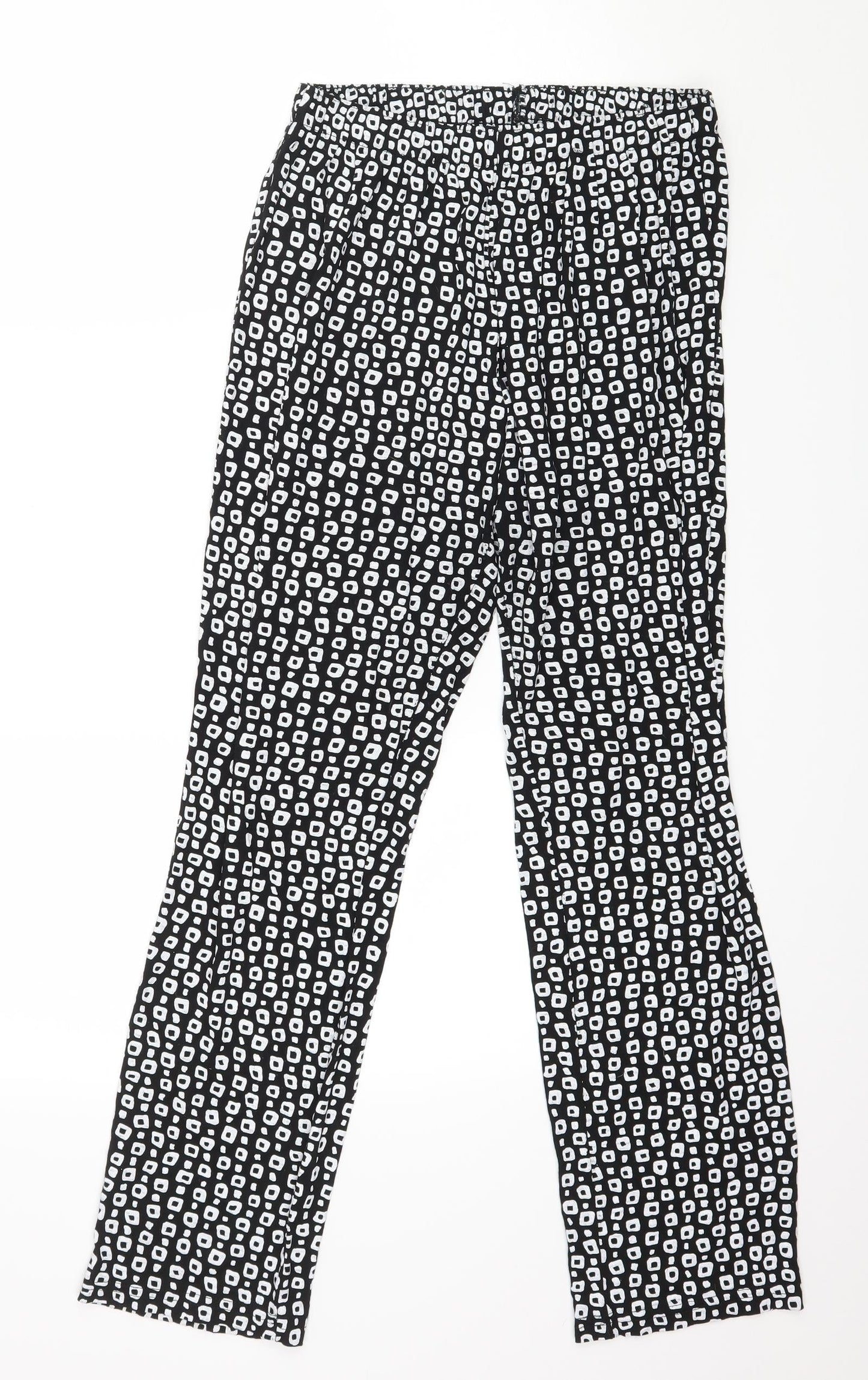 Preworn Womens Black Geometric Jersey Trousers  Size M L27 in