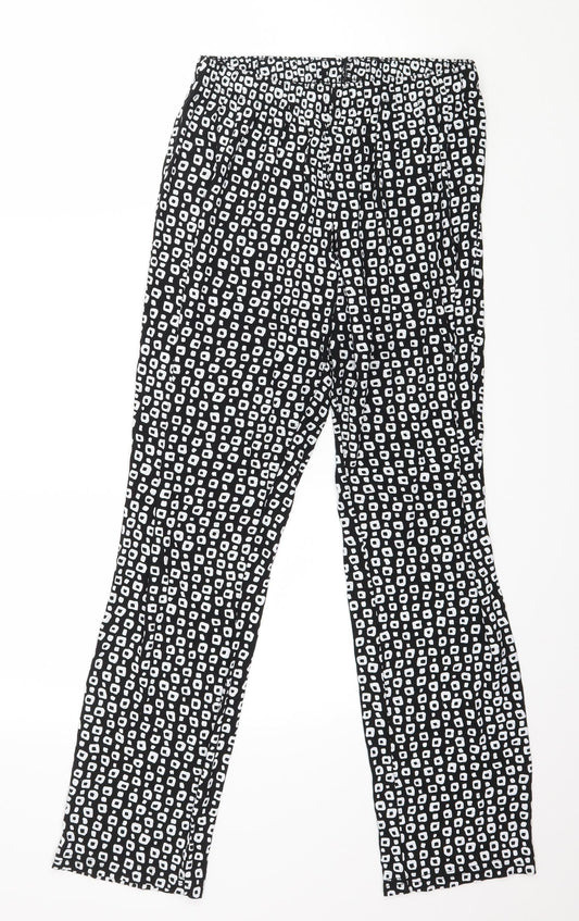 Preworn Womens Black Geometric Jersey Trousers  Size M L27 in