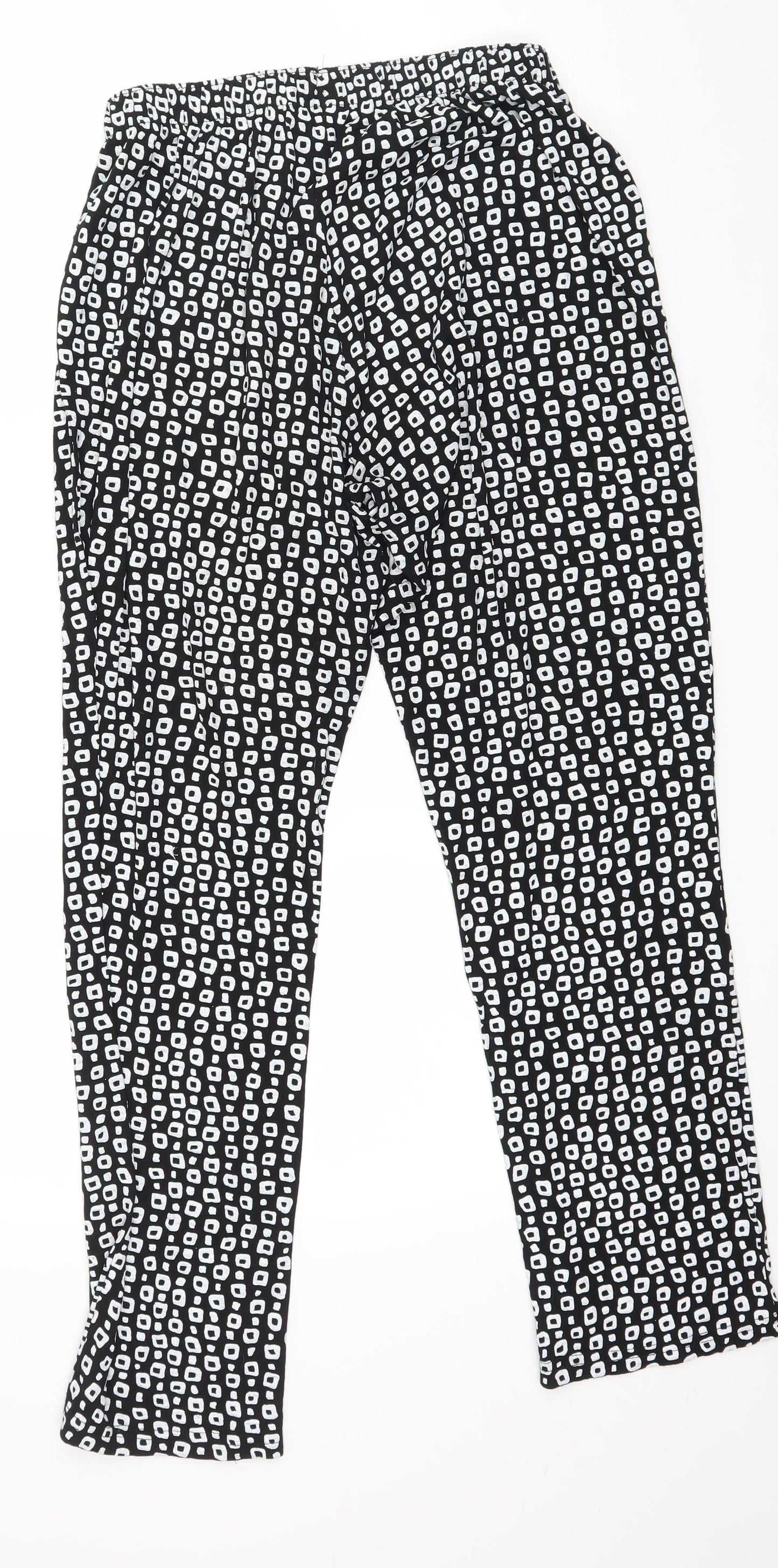 Preworn Womens Black Geometric Jersey Trousers  Size M L27 in