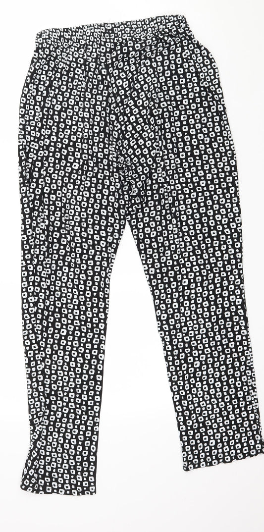 Preworn Womens Black Geometric Jersey Trousers  Size M L27 in