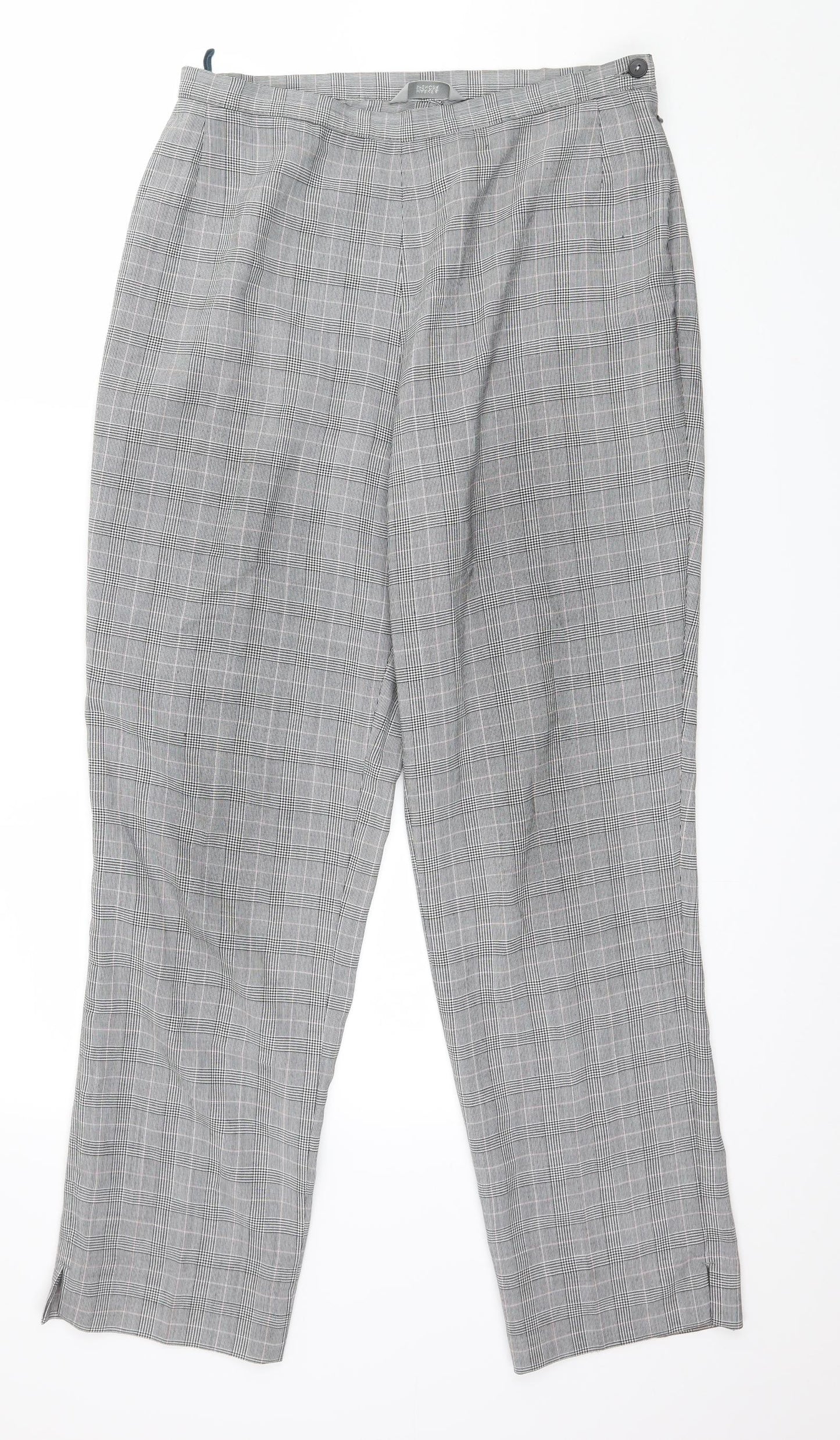 Marks and Spencer Womens Grey Check  Trousers  Size 14 L29 in