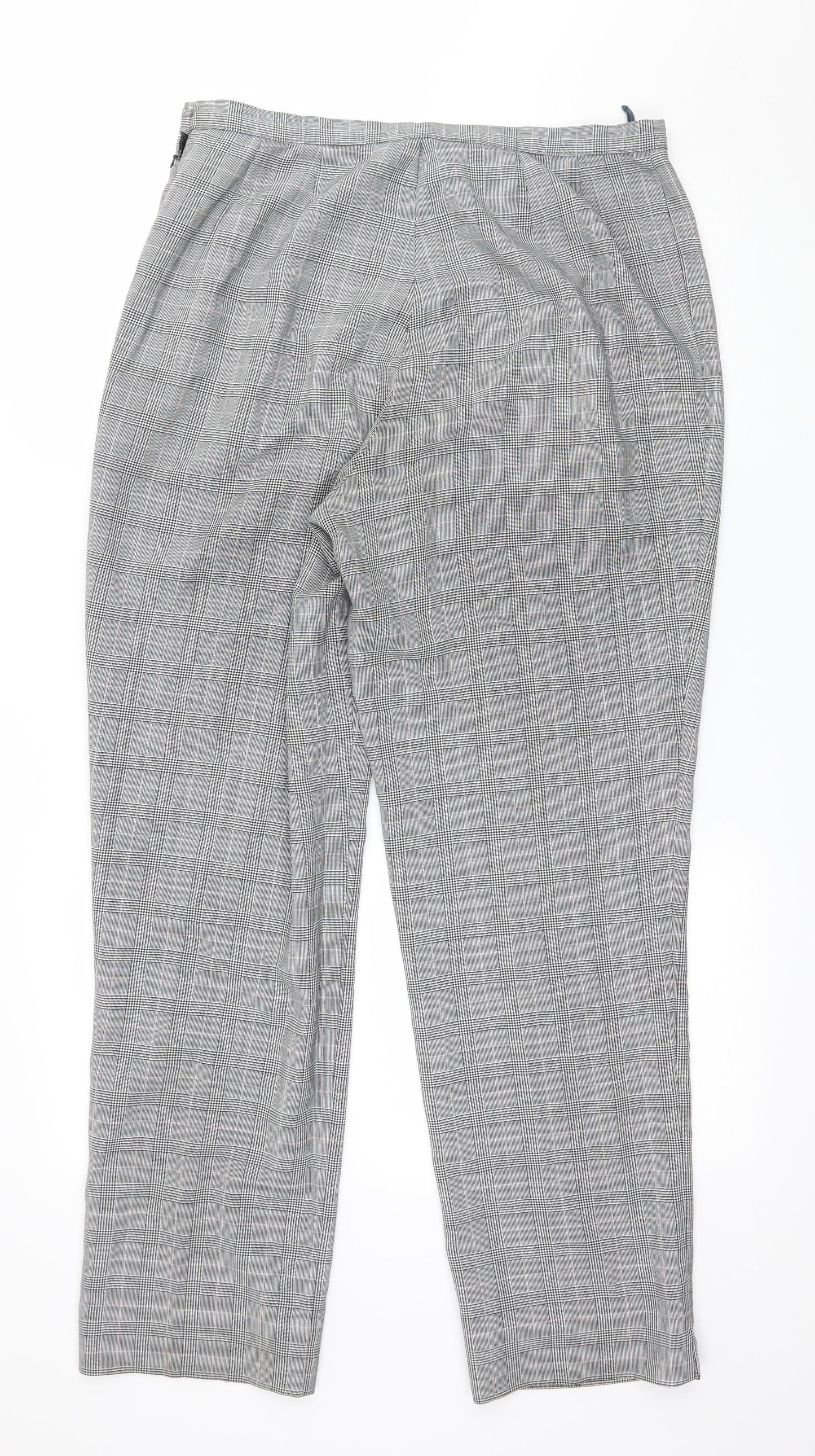 Marks and Spencer Womens Grey Check  Trousers  Size 14 L29 in