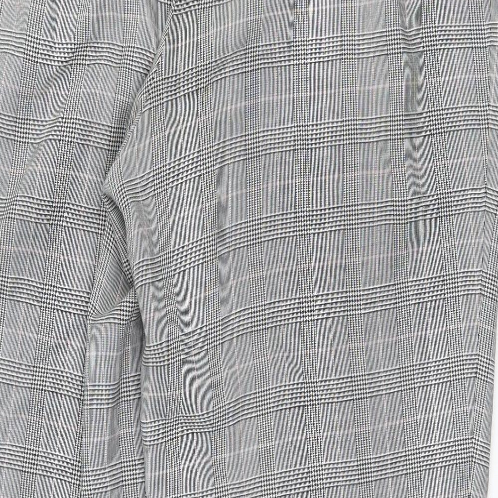 Marks and Spencer Womens Grey Check  Trousers  Size 14 L29 in
