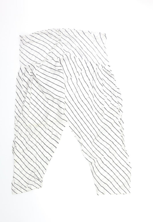 Preworn Womens White Striped  Trousers  Size 38 L22 in