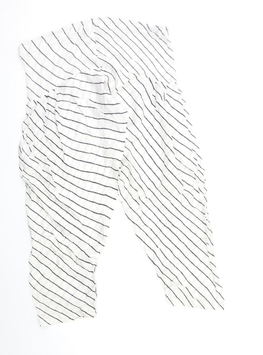 Preworn Womens White Striped  Trousers  Size 38 L22 in