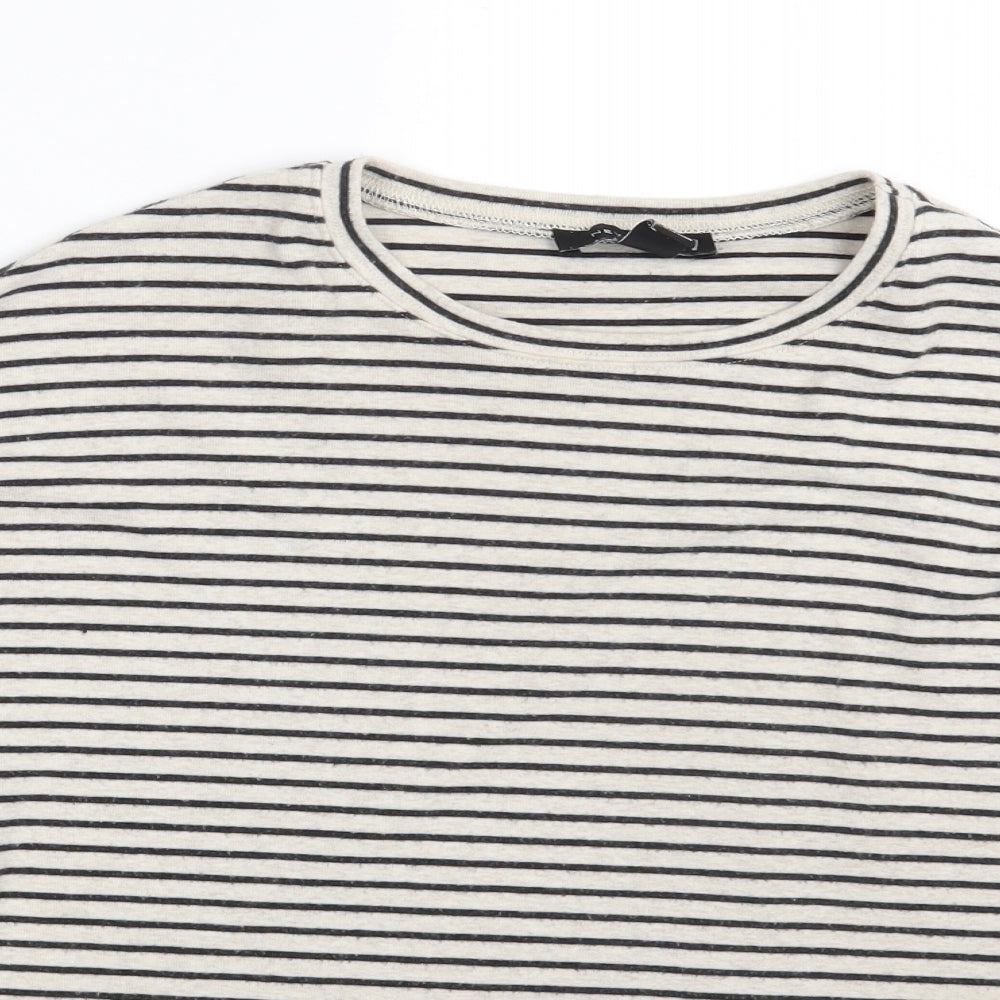 New Look Womens White Striped  Basic T-Shirt Size 8