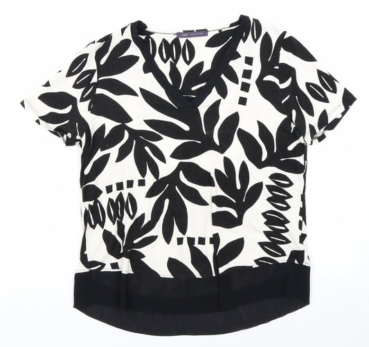 M&S Collection Womens White Floral  Basic T-Shirt Size 10