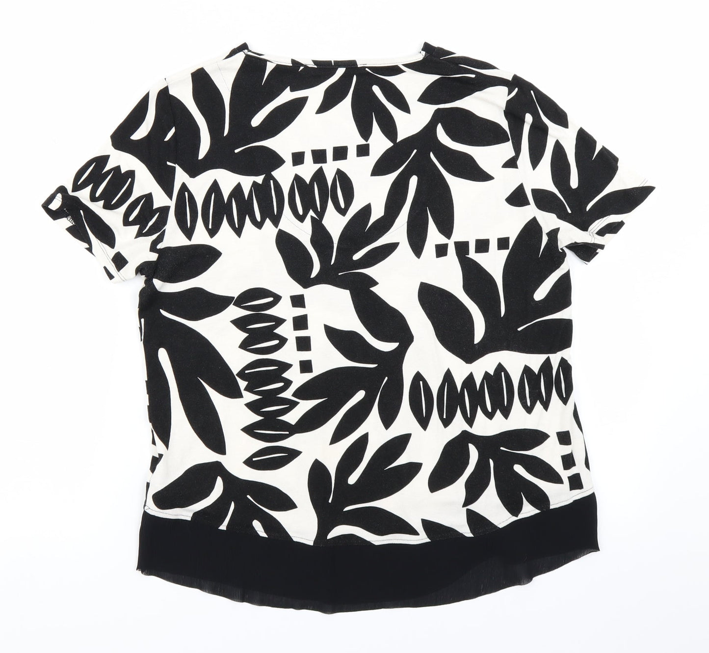 M&S Collection Womens White Floral  Basic T-Shirt Size 10
