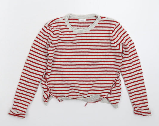 NEXT Girls White Striped Knit Pullover Jumper Size 8 Years