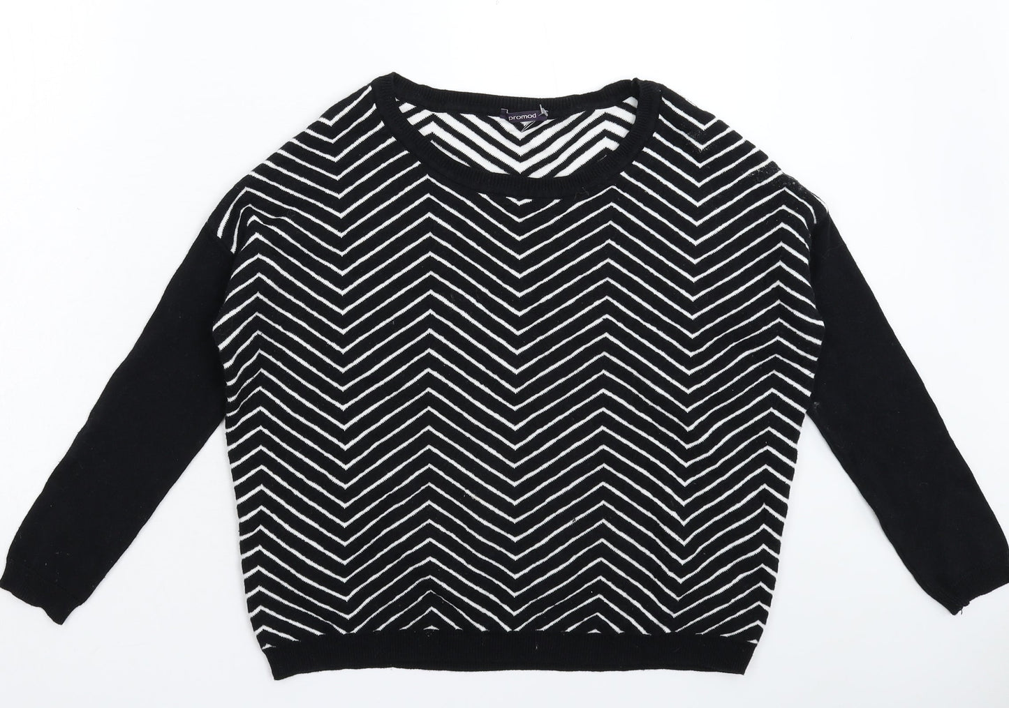 Promod Womens Black Striped Knit Pullover Jumper Size XS  - Oversized