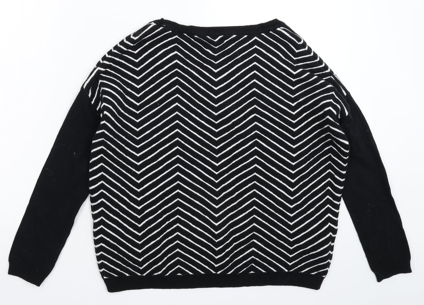 Promod Womens Black Striped Knit Pullover Jumper Size XS  - Oversized