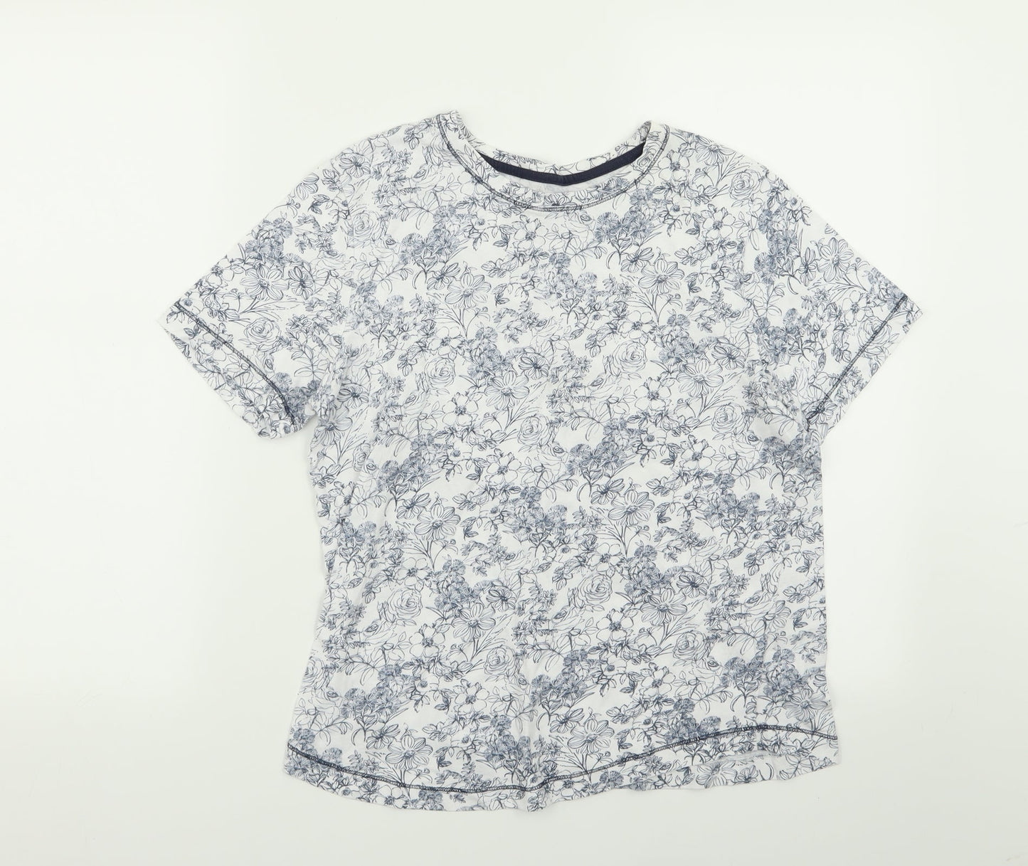 Matalan Womens White Geometric  Top Pyjama Top Size S