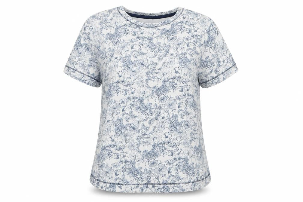 Matalan Womens White Geometric  Top Pyjama Top Size S