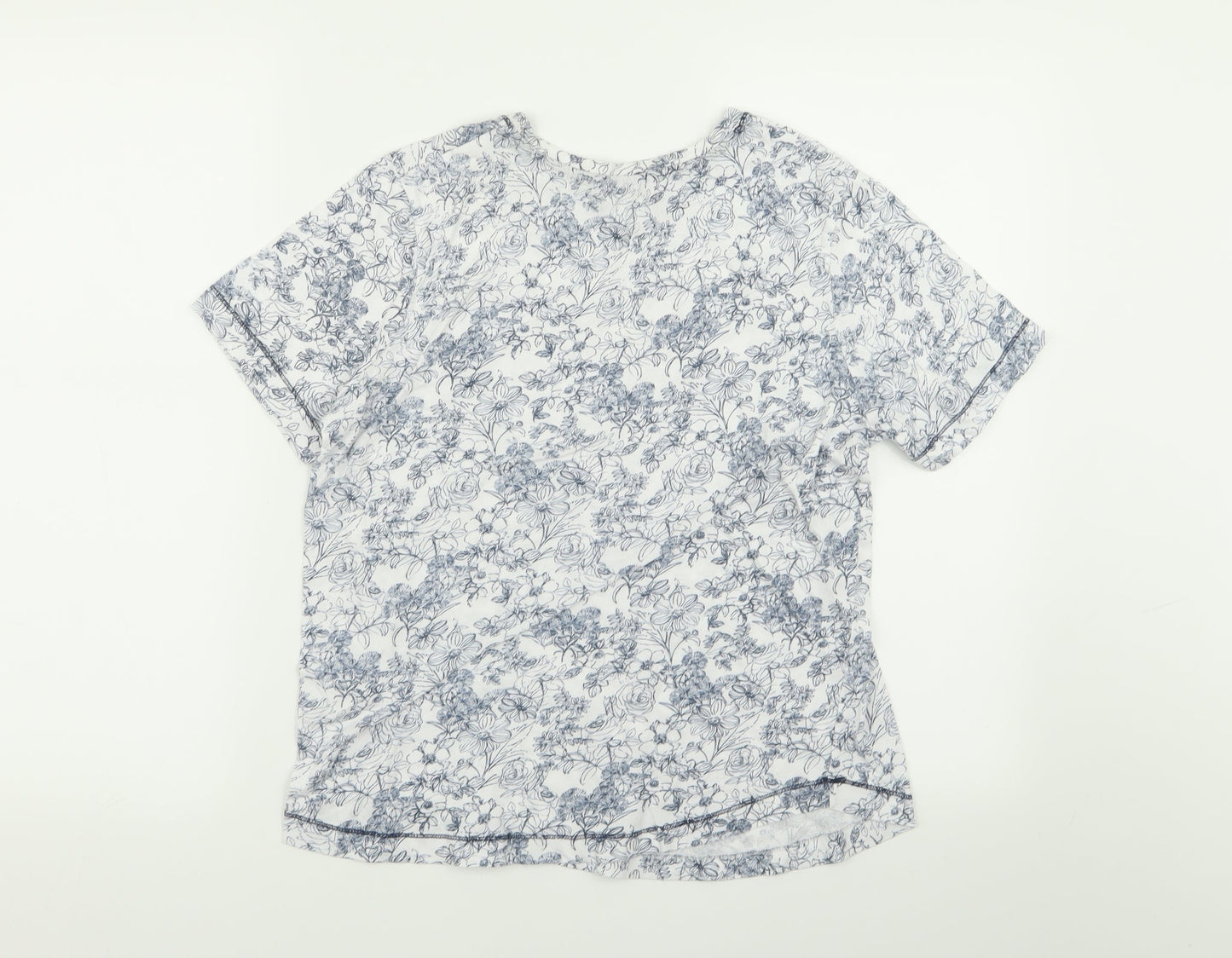 Matalan Womens White Geometric  Top Pyjama Top Size S