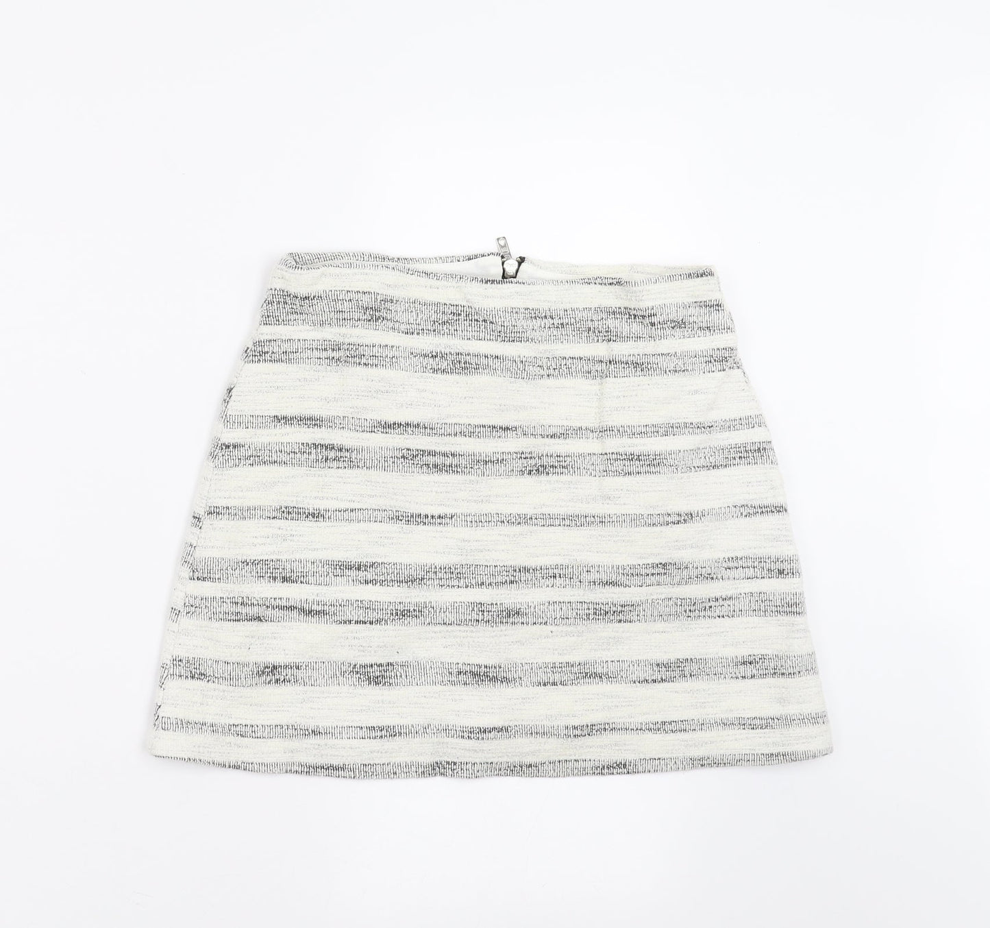 Topshop Womens Ivory Striped  A-Line Skirt Size 10