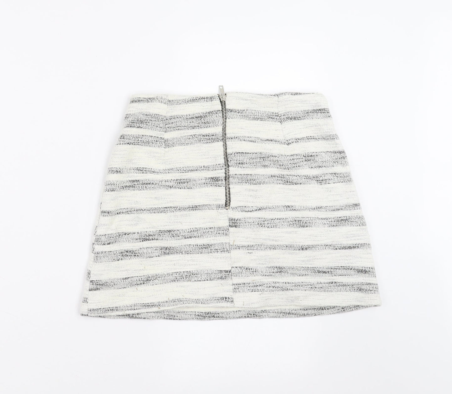 Topshop Womens Ivory Striped  A-Line Skirt Size 10