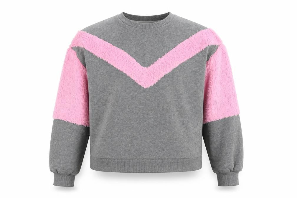 River Island Girls Grey   Pullover Sweatshirt Size 11-12 Years  - fluffy detail