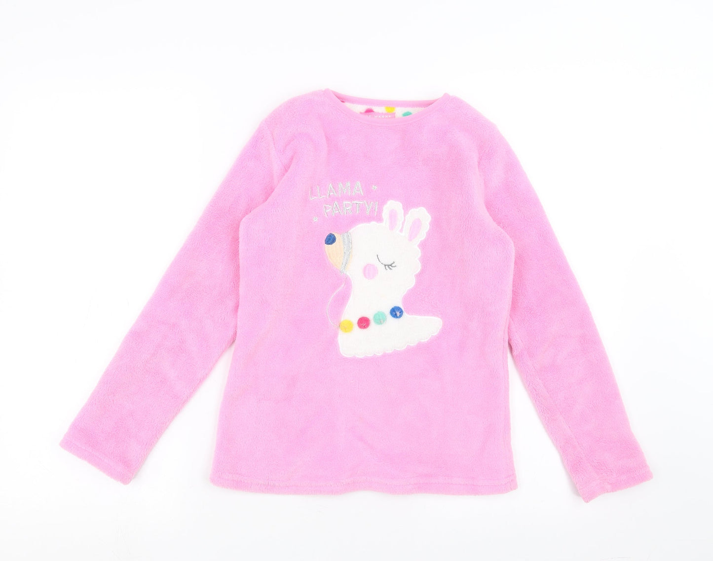 Primark Girls Pink Solid Fleece Top Pyjama Top Size 10-11 Years  - Llama
