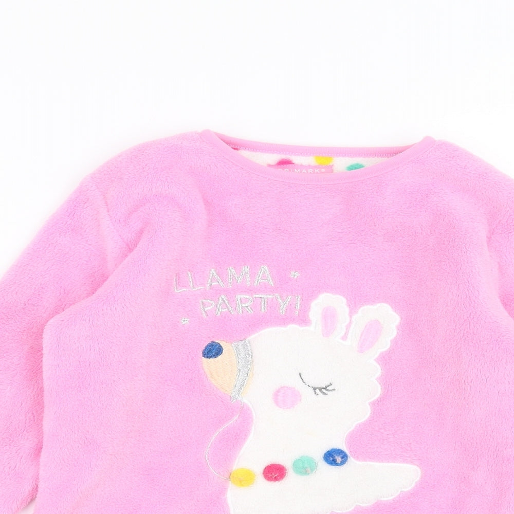 Primark Girls Pink Solid Fleece Top Pyjama Top Size 10-11 Years  - Llama