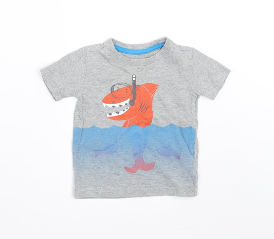 Gap Boys Grey   Basic T-Shirt Size 6-9 Months  - shark