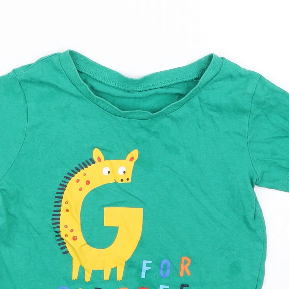 George Boys Green   Basic T-Shirt Size 4-5 Years  - Giraffe