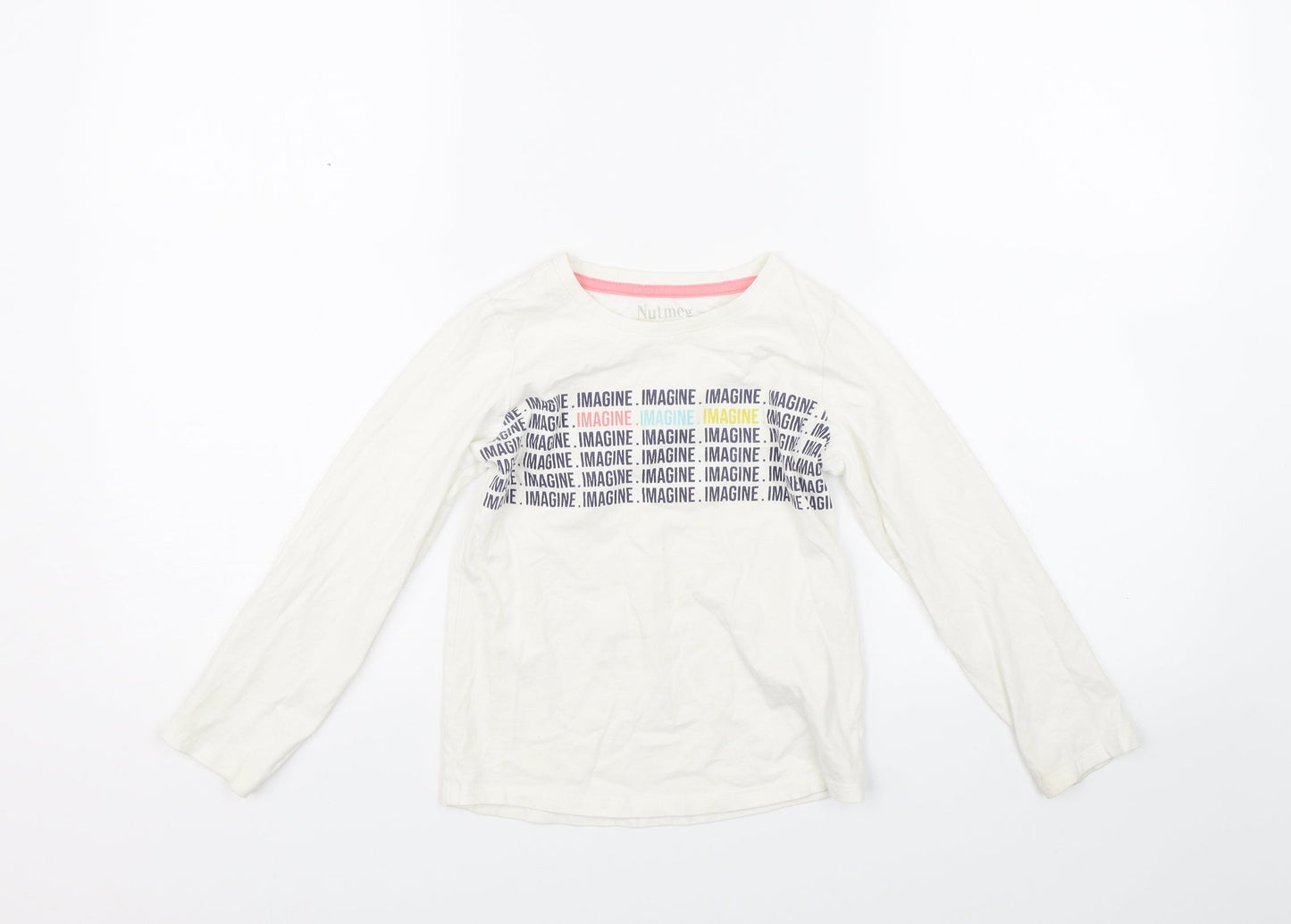 Nutmeg Girls White   Basic T-Shirt Size 6-7 Years