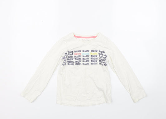 Nutmeg Girls White   Basic T-Shirt Size 6-7 Years